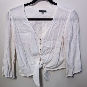 White Tie Up Crop Top